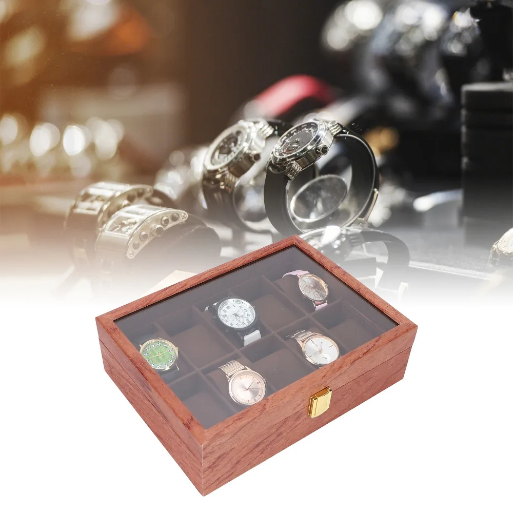 Composite Wood Watch Display Box Coffee colored watch pillow 26.5 x 20 x 8cm Watch Storage Case Jewelry Display Case For Women