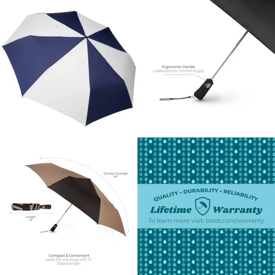 

Folding Golf Umbrella Water Repellant, Auto Open/Close, UV Sun Protection, 54-Inch