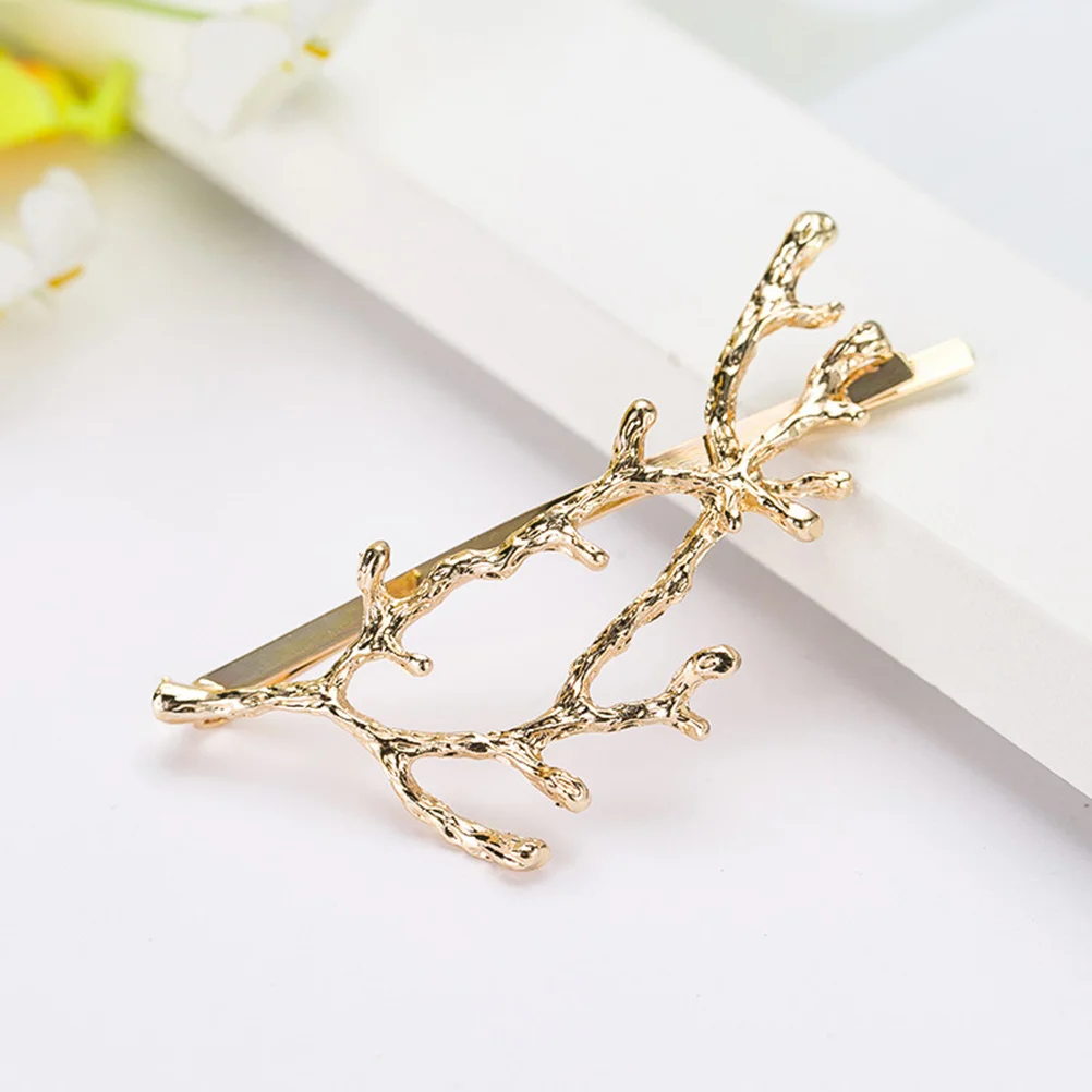 

2Pcs Branch Hair Clip Vintage Alloy Antler Hairpin Elegant Lightweight Hair Accessories for Women Gold Antler Hairpin