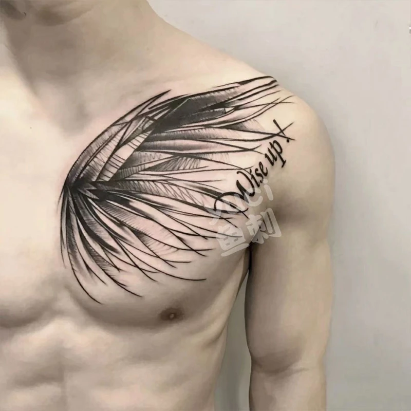 

Chest Wings Waterproof Tatouage Temporaire Homme Black Temporary Tattoo Stickers Cool Art Fake Tattoo Tatuagem Adesiva Aufkleber