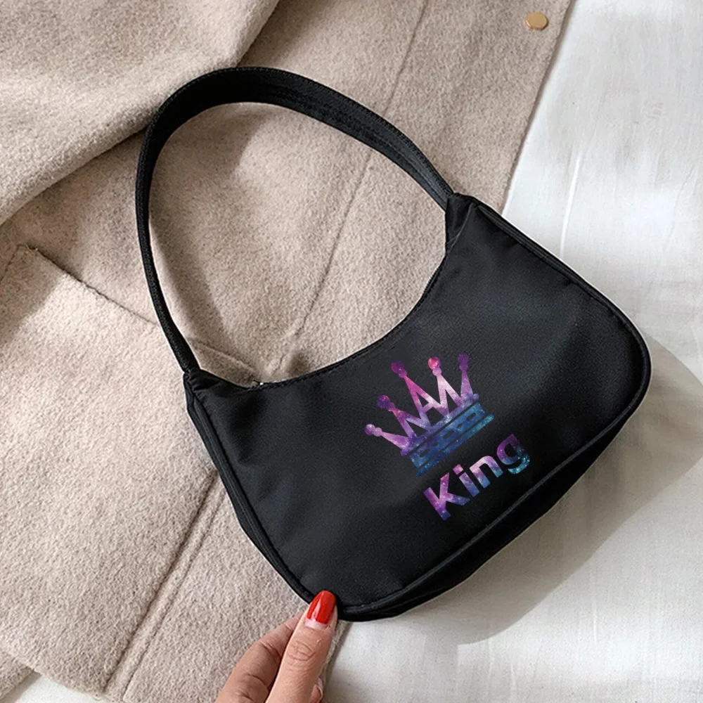 Shoulder Underarm Bags Coin Purse Women‘s Handbags Designer Print King&Queen Pattern Hobo Shoulder Pouch Totes Shopping Bag