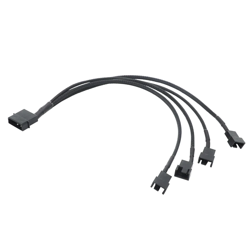 

1 To 2 Way Y-Splitter Sleeved 4-Pin Molex Male To 2x 4-Pin PWM Male Connector Fan Extension Adapter Cable