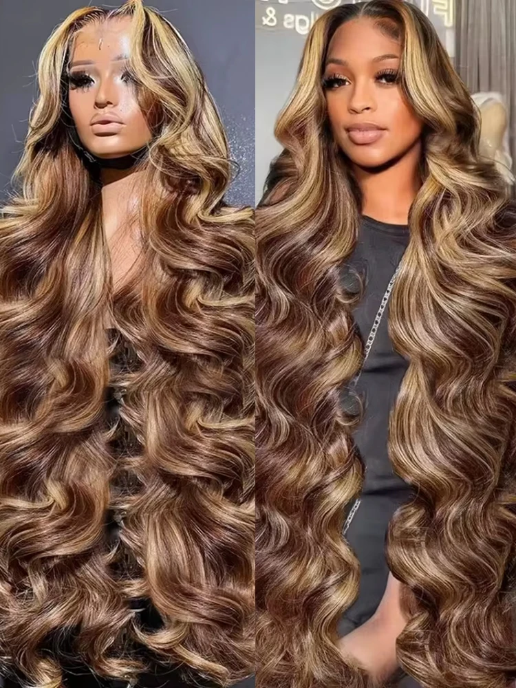 Highlight 13x6 HD Lace Front Human Hair Wigs Honey Blonde Body Wave 13x4 Lace Frontal Wigs Pre Plucked With Baby Hair For Women