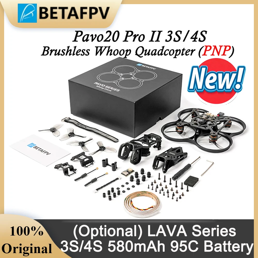 NEW BETAFPV Pavo20 Pro II PNP 3-4S Brushless Whoop Quadcopter Drone For LAVA Series 3S/4S 680mAh 95C Battery