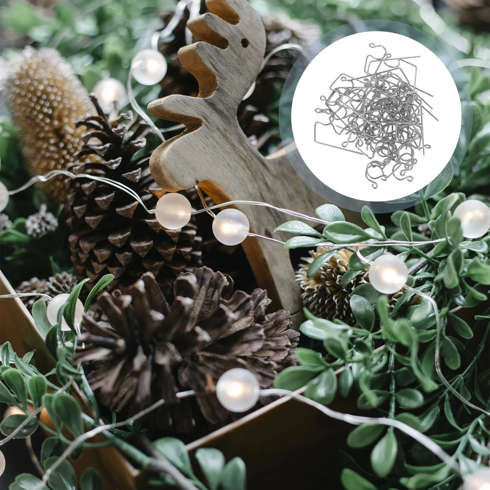 50Pcs Christmas Light Hooks Heavy Duty Metal String Light Hanging Hooks for Rope Icicle Fairy LED Lights Outdoor Gutter Decor