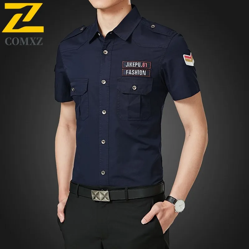 

Summer Fashion Shirt Men's American 100% Cotton Short Sleeve T-Shirt Training Sports City Casual Embroidered Top plus size 6xl