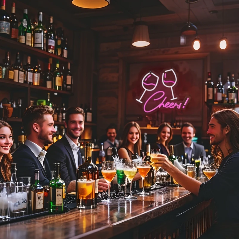 Cheers Neon Sign Tall Glass USB Wall Light Dimmable Push Button Bars Clubs Man Caves Parties Vibrant Neon Durable Acrylic Decor