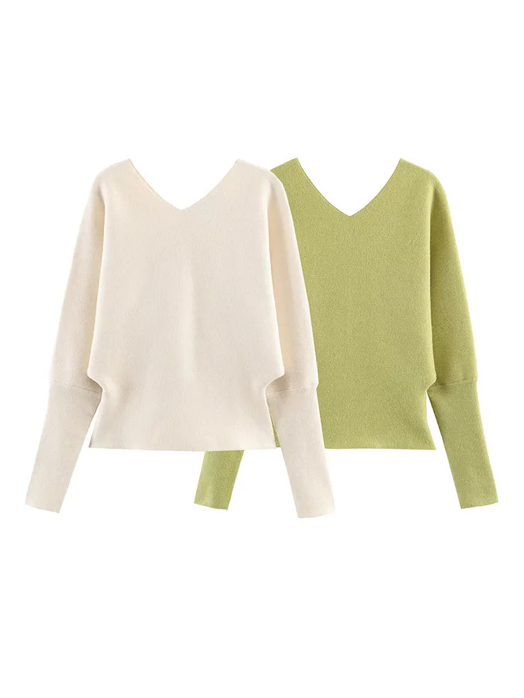 

HH Women's Spring Fashion Versatile V-neck Long Sleeve Knitted Sweater Female Elegant Solid Simple Casual Pullover Sweater Mujer