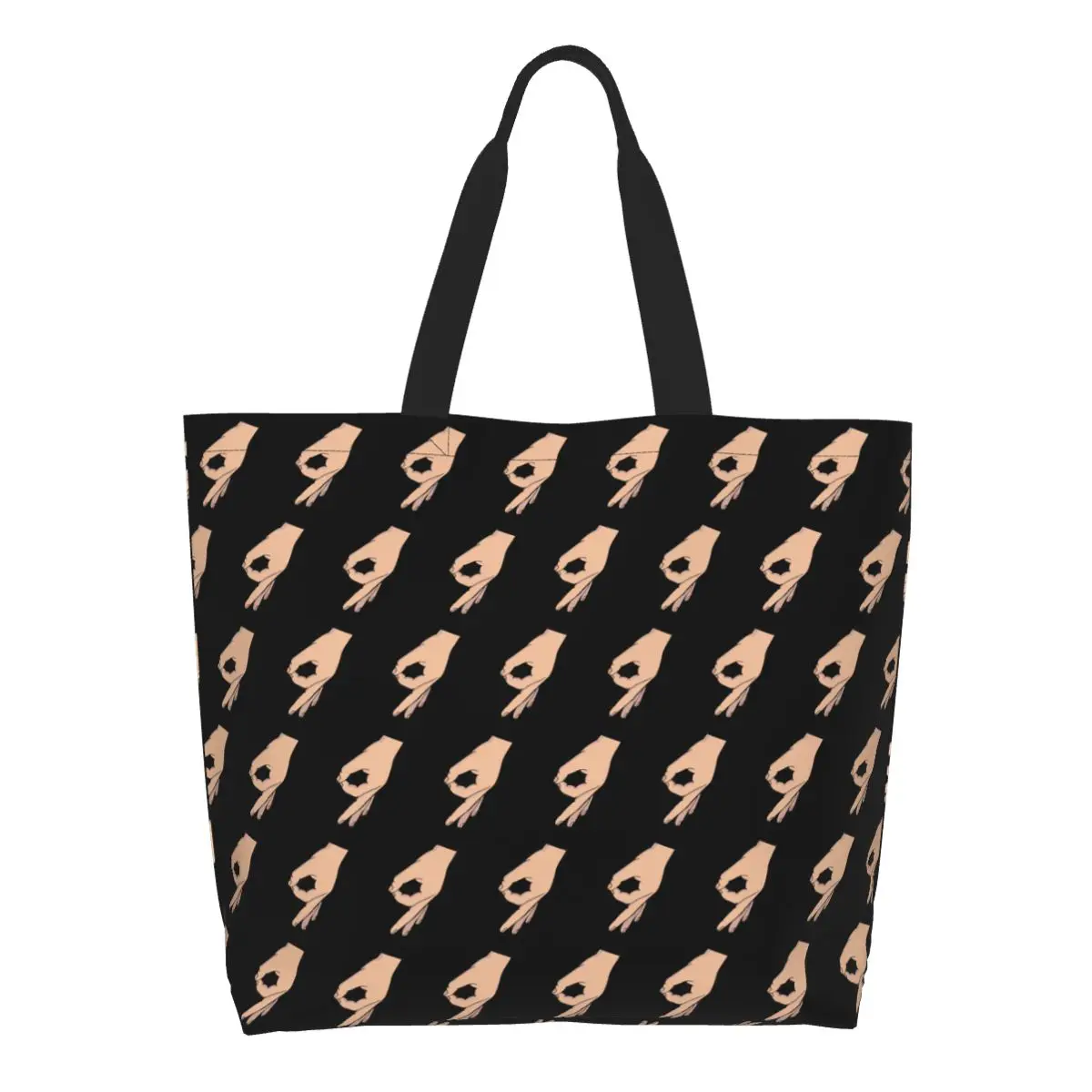 Circle Game Hand Gotcha Meme Made You Look Shopping Tote Bag Canvas Shoulder Bags Shopper Grocery Handbag for Women