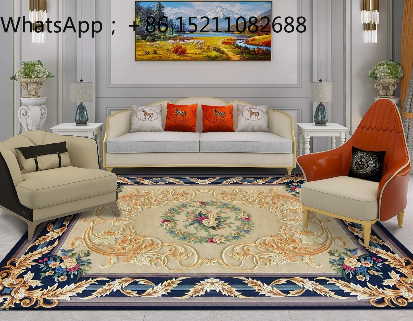 SCY villa bedroom living room coffee table wool carpet luxury handmade high-end household carpet
