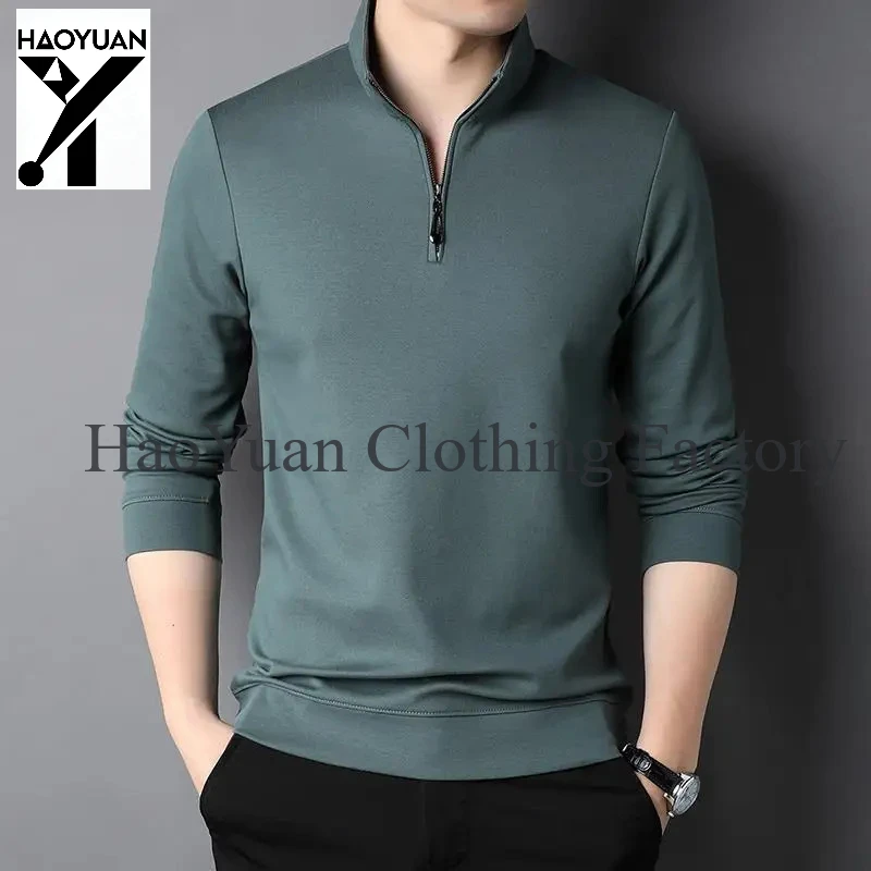 Top Grade 2026 New Fashion Brand Luxury Zipper Polo Shirt Men Casual Plain Korean Solid Color Long Sleeve Tops Mens Clothing