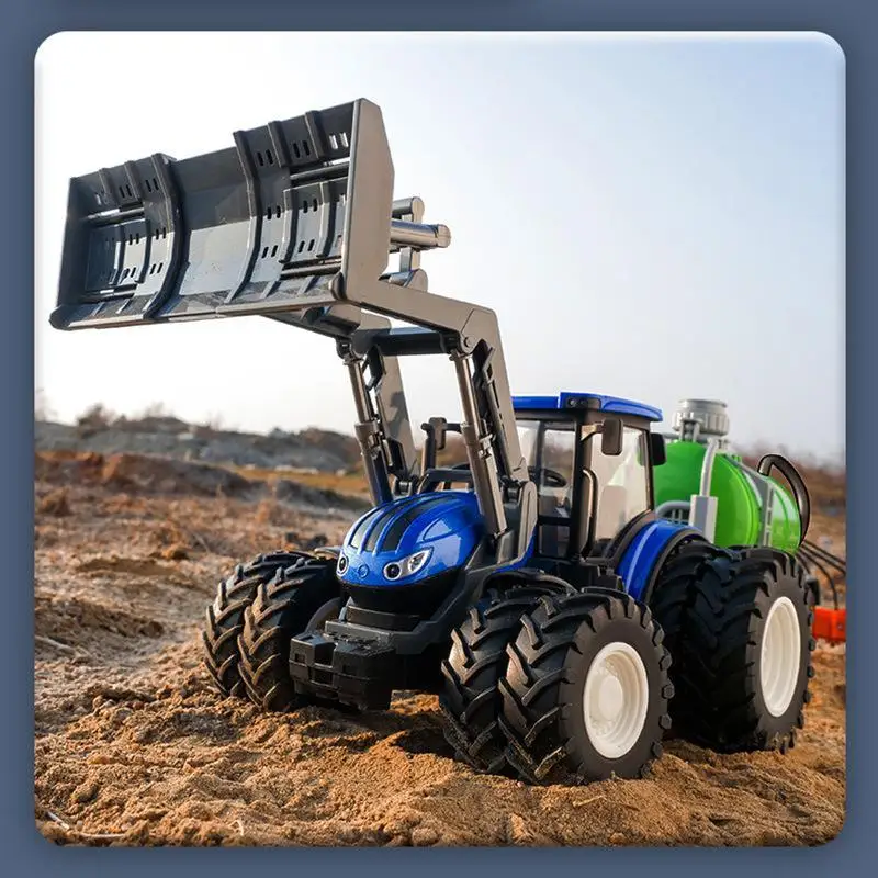 1/24 RC Farm Tractor Toy Alloy Body Simulation Agricultural Vehicle Remote Control For Kids Outdoor Play Collection