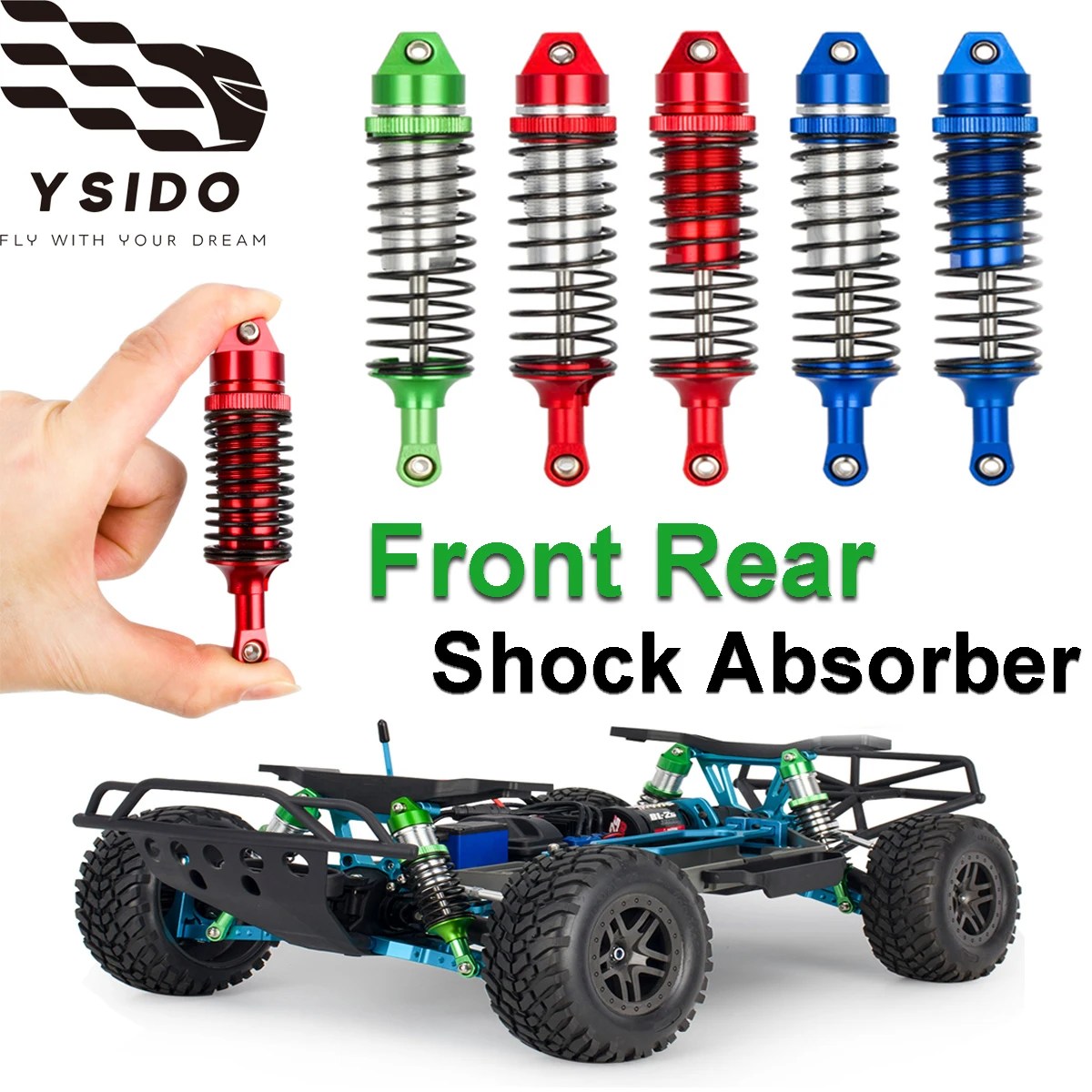 YSIDO RC Crawler Racing Shock Absorbers Front and Rear Aluminum Alloy Damper for 1:10 Traxxas Slash 4x4 2WD Rustler VXL Stampede