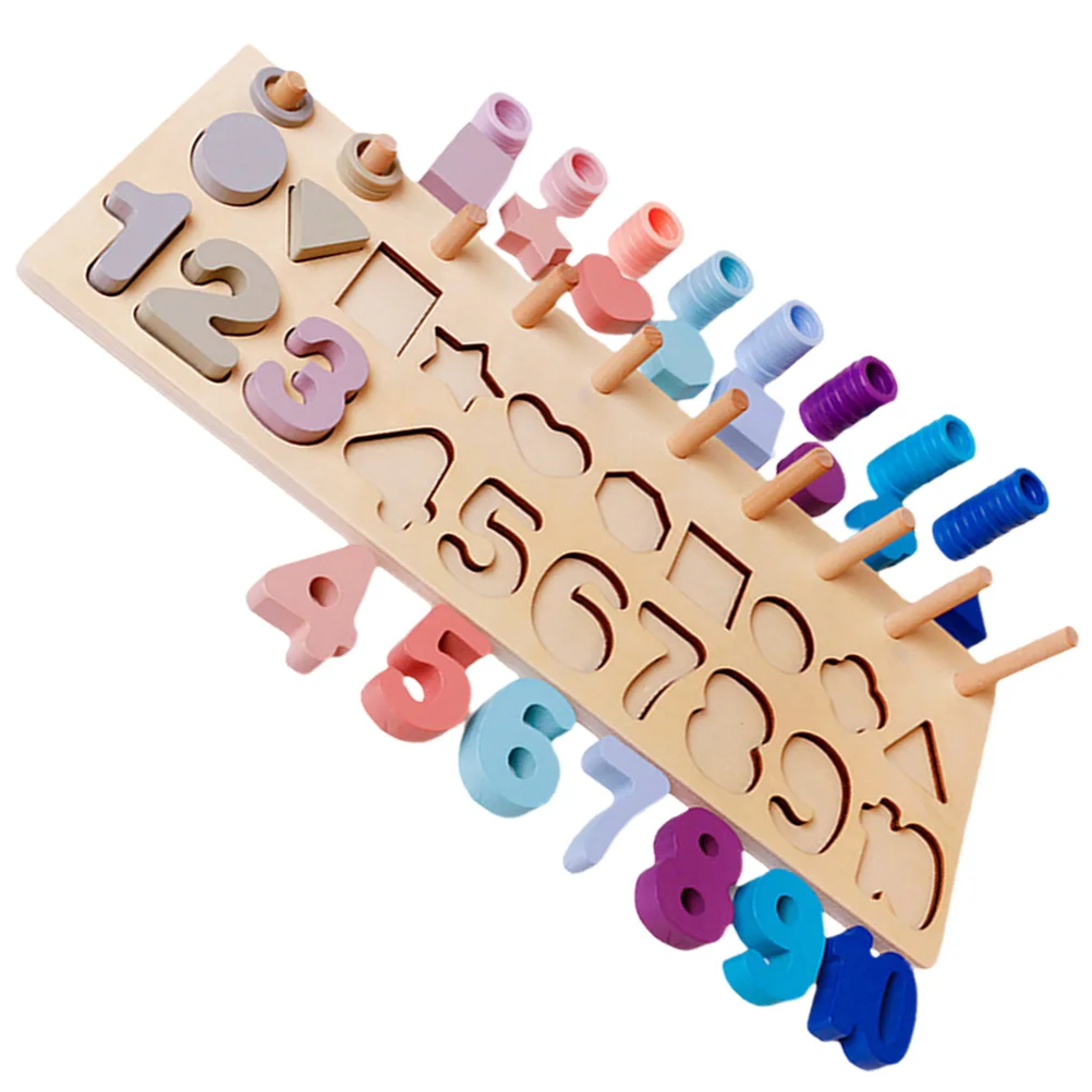 1 ensemble 1 ensemble Puzzle en bois enfant en bas âge Montessori forme correspondant jeu blocs enfants apprentissage éducatif pour âges 2-4 chiffres couleurs