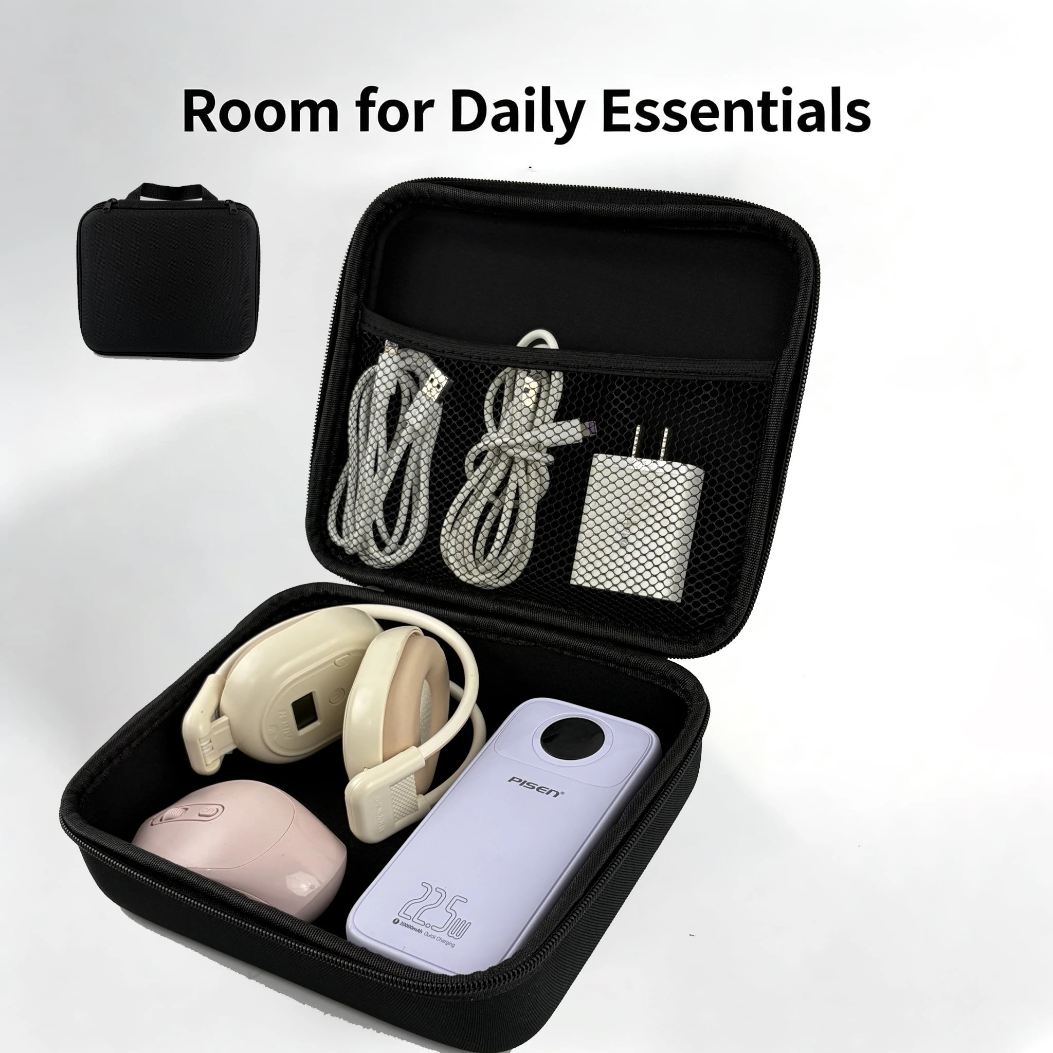 Portable EVA Hard Shell Electronics Organizer Case Travel Storage Bag for Mouse Charge Case Only, Accessories Not Included
