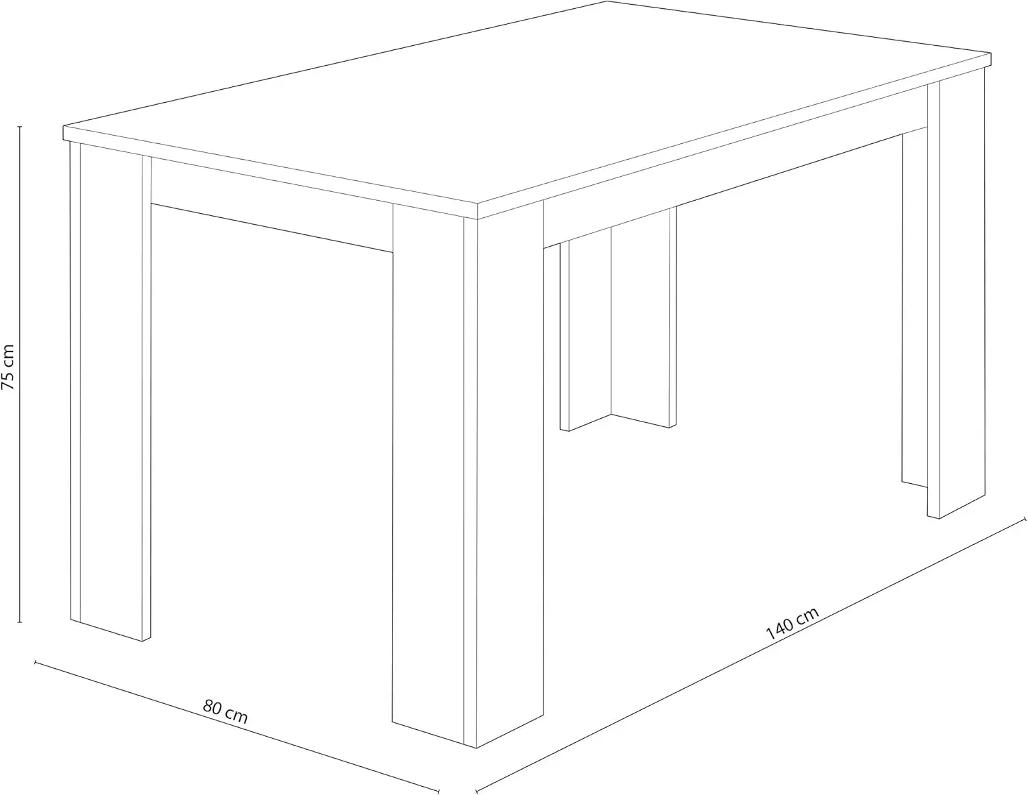 Mesa de Comedor moderna, mesa Fija, Modelo Berta , Medidas: 140 (Largo) x 80 (Ancho) x 75 cm (Alto)