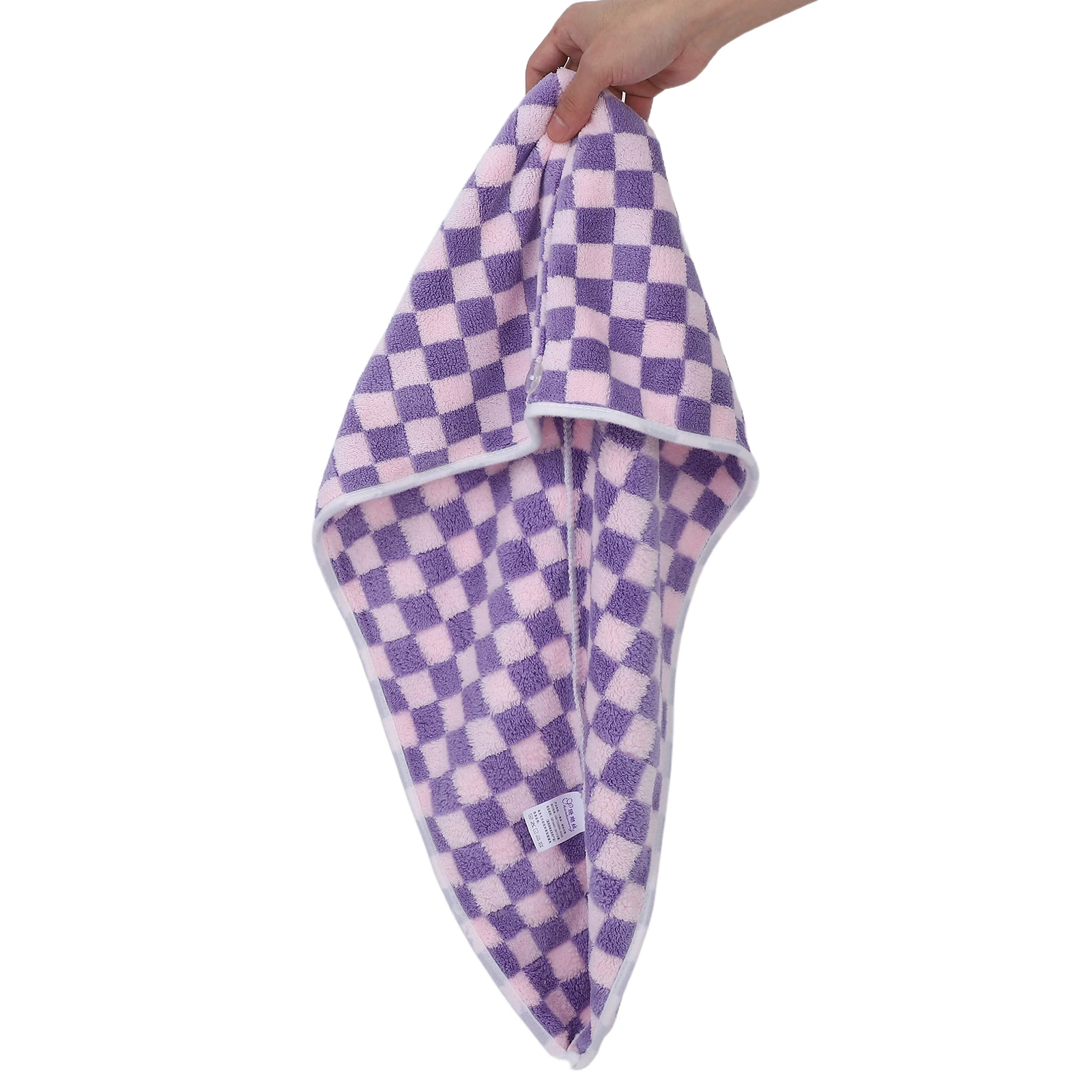 

2 Pcs Checkerboard Dry Hair Hat Shower Cap Bath Drying Towel Dryer Caps Fast Wraps Fleece Head Coral Ladies Checkered
