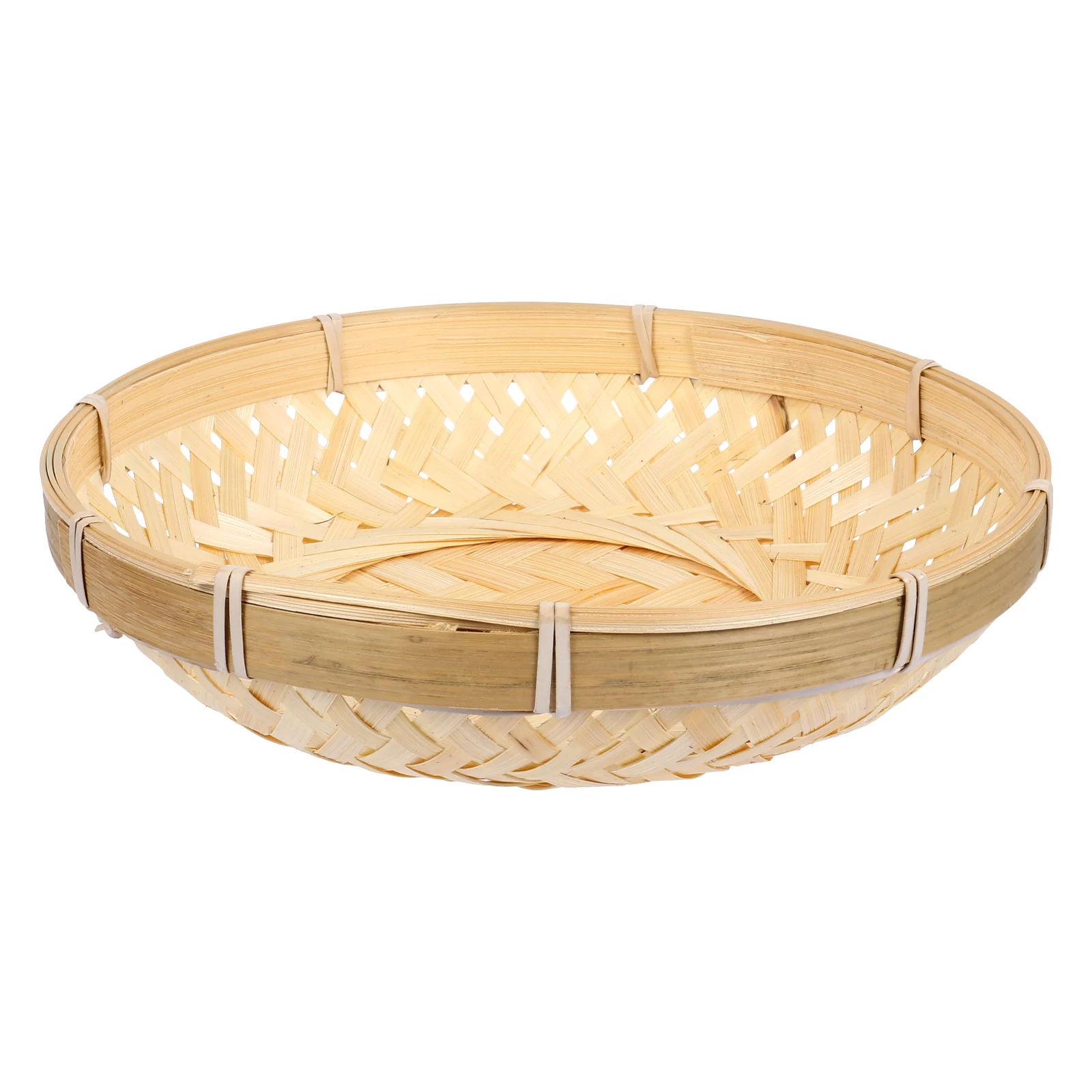 

Bamboo for Kitchen Storage Lightweight Woven Bread Holder Decorative Food Storage Picnic Snack Tray Woven Bread Basket Fruit