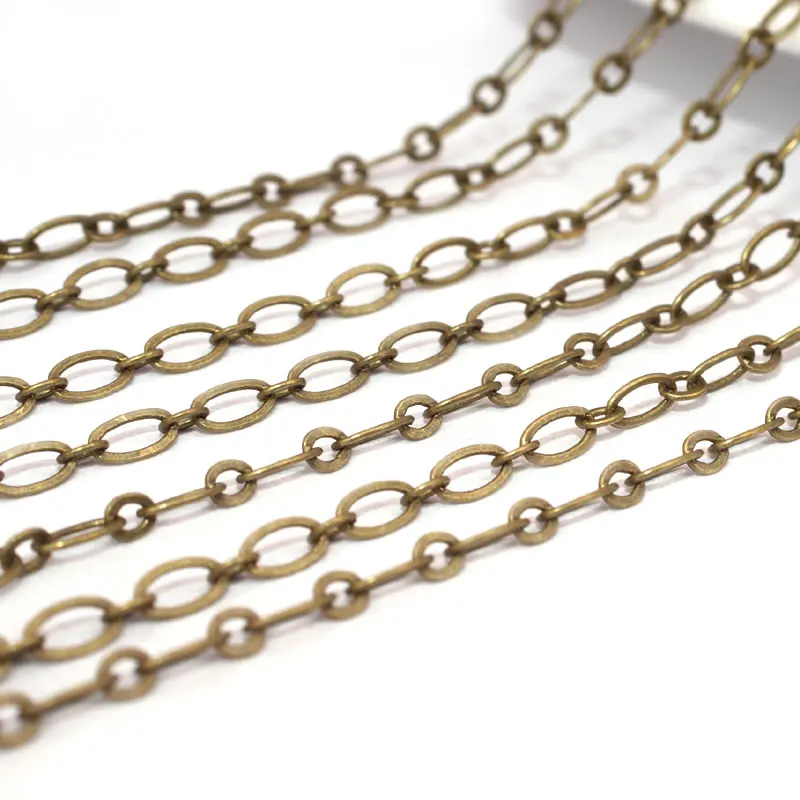 5 Meters Antique Bronze Vintage Style Copper Flat O Shape Chain Diy Jewelry Making Supplies Necklace Accessories for Women