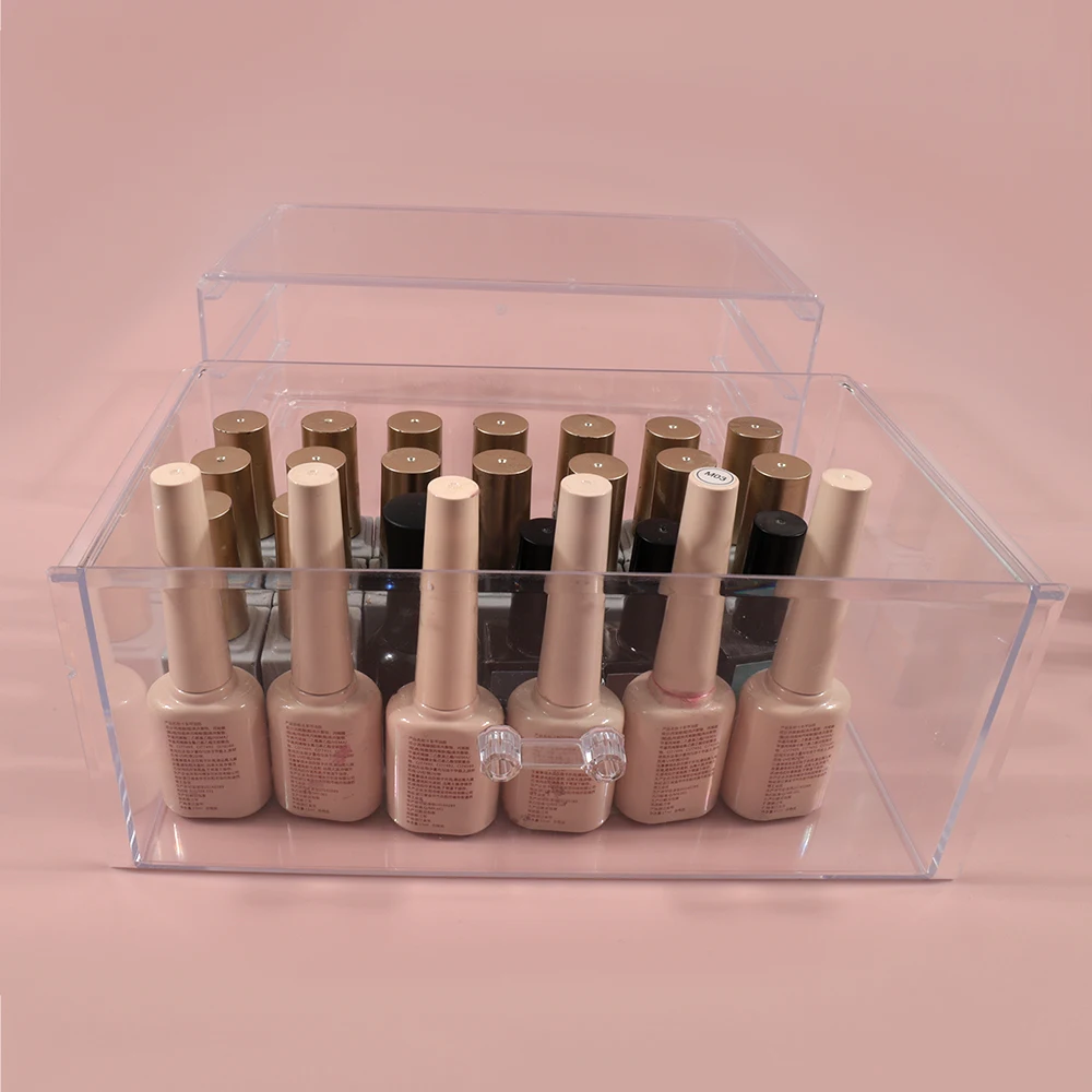 1 قطعة مسمار الفن مستطيل صندوق تخزين شفاف مسمار حجر الراين فرشاة القلم عازلة طحن الملفات المنظم الحاويات