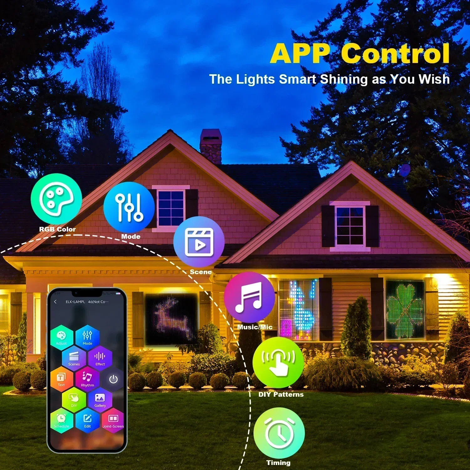 400 LED Bluetooth App Akıllı Perde Işıkları Dize RGB Peri Işıkları Müzik Değişimi Ekran Pencere Yatak Odası Ev Dekor Işıkları