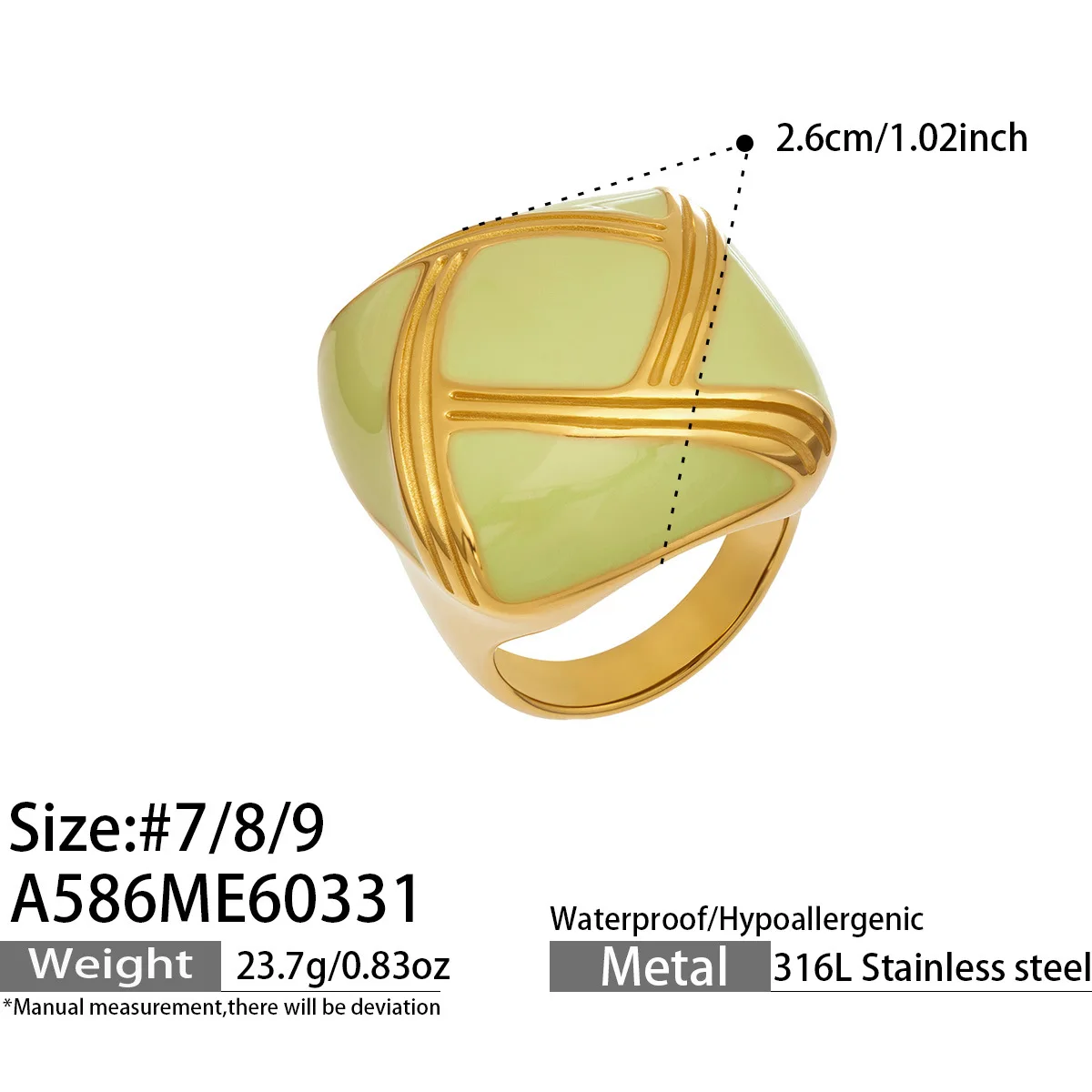Übertrieben Bunter Emaille-Tropfenring aus 316L Edelstahl mit 18K Goldplattierung für Damen, Wasserfest und Farbecht – Detail 10
