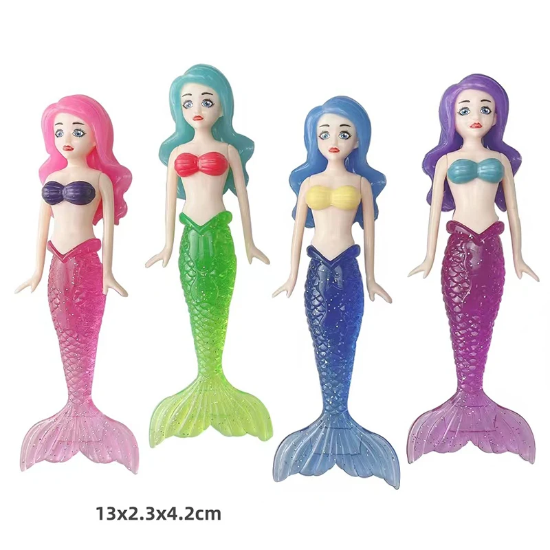 4Pcs Funny Kids Mermaid Bath Toys Cute Mermaid Dive Toys Colorful Mermaid Pool Toys Swimming Pool Games Boys Girls Birthday Gift