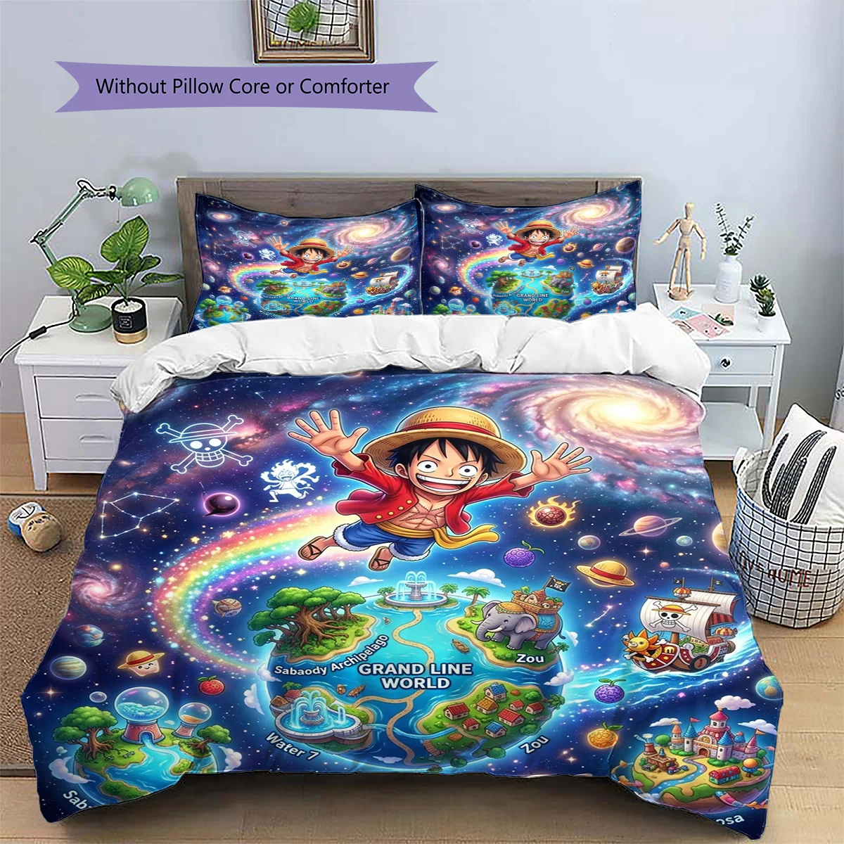 One Piece Luffy Patterned Pillowcase & Duvet Cover Set Bedroom Unique Decor Anime Bedding Great Enthusiast Gift.-TING