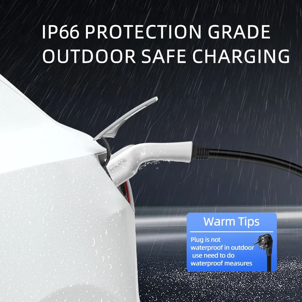 ROMADA Type2 GBT20234 Carregador EV portátil 3.5KW 16A Carregador de carro elétrico EVSE Cabo de carregamento Wallbox 5M 10M Cabo