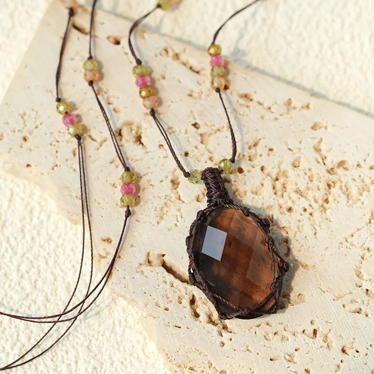 Europe America Natural Stone Crystal Necklace Woman Summer Vacation Jewelry Accessories