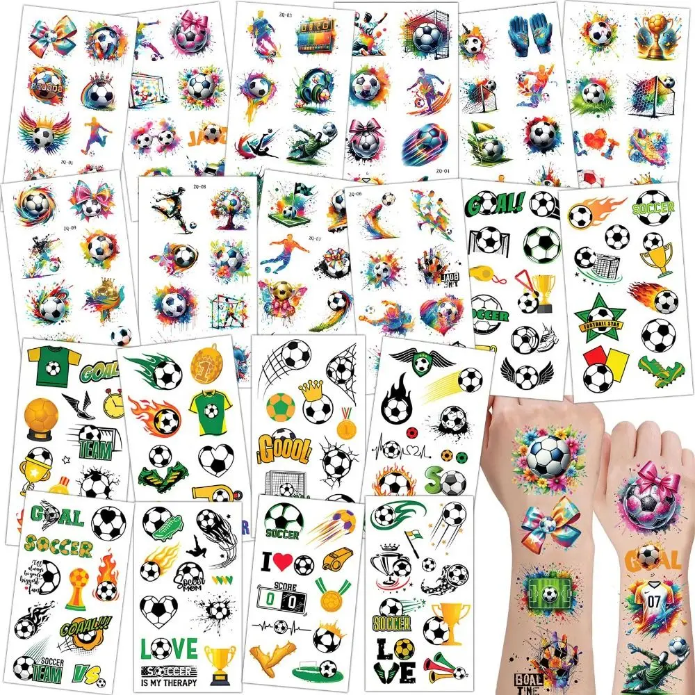 10Pcs Waterproof Football Tattoo Sticker Removable Skin Safe Cartoon Tattoo Sticker Temporary Tattoos Sticker Party Decoration