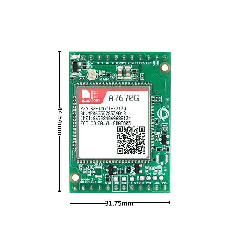 SIMCOM A7670G Global Module Development Baord LTE Cat1 Core Board Without GPS 23PIN USB To TTL Serial Port