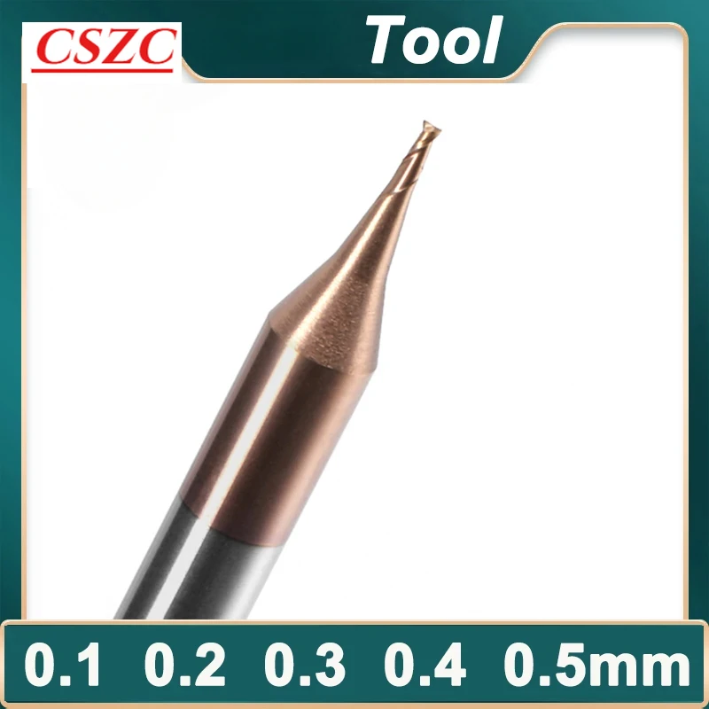 HRC55 0.1-0.9mm Micro Carbide End Mill 2 Flute TiAIN Micro Flat 4mm Shank Milling Cutter Carbide CNC Engraving Bit End Mill