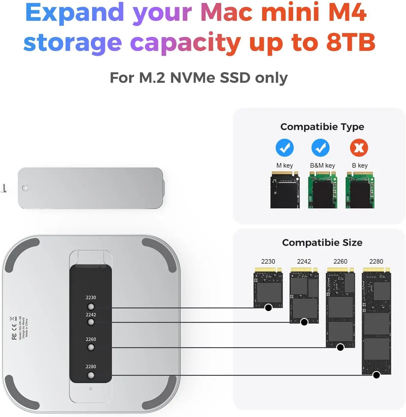 Mac Mini M4 Dock with M.2 SSD Enclosure for Photographers, 10Gbps