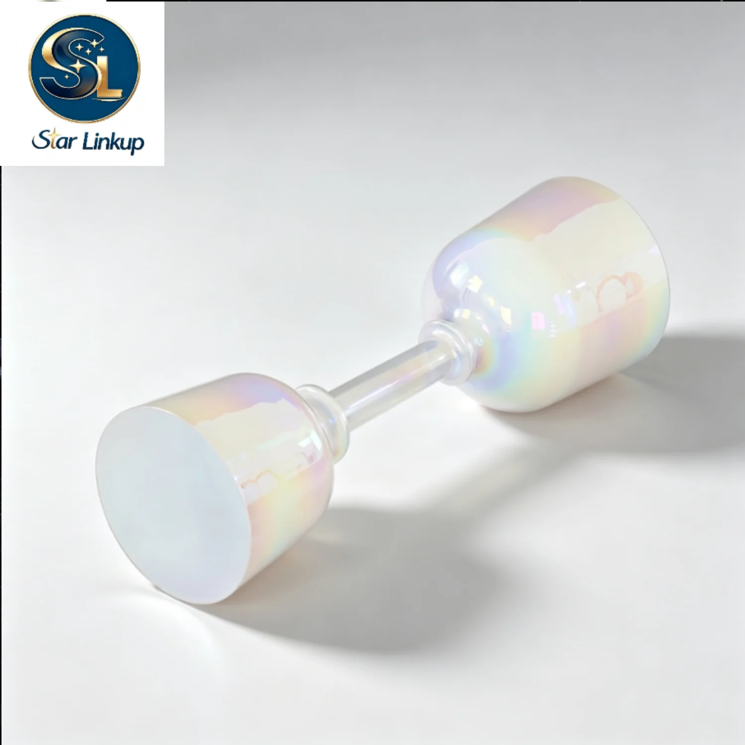 432Hz 6-7inch Clear Double Headed Cosmic Light Crystal Hand-held Singing Bowls Comes with Mallet
