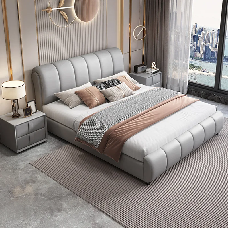 Leather bed double 1.8x2 meters master bedroom double bed soft bag wedding bed