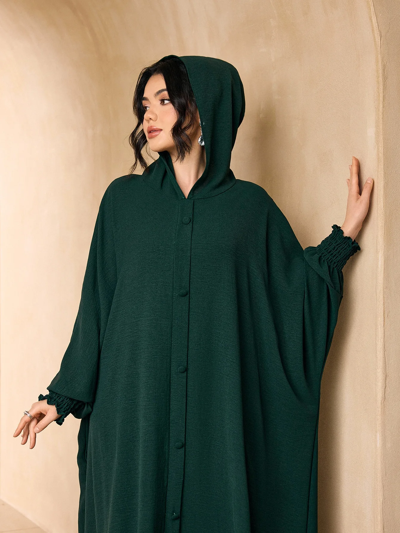 Tie Flare Sleeve Pleated Waist - Abaya Modest Wear 评论和价格