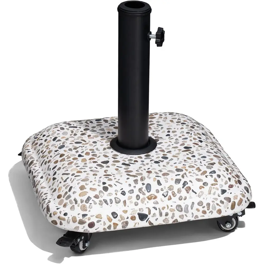 

Heavy-Duty 45lbs Rolling Patio Umbrella Base with Concrete Cobblestone Design