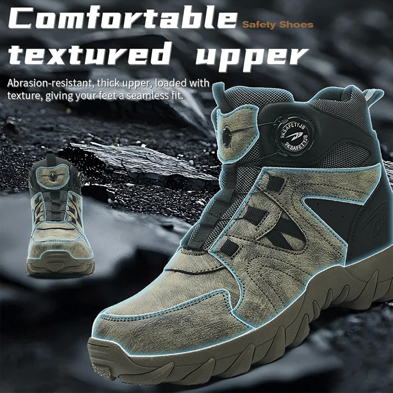 New Men's Safety Boots Work Boots Anti-smashing Anti-puncture Men Boots High Top Outdoor Safety Shoes Protective Steel Toe Shoes - view 3