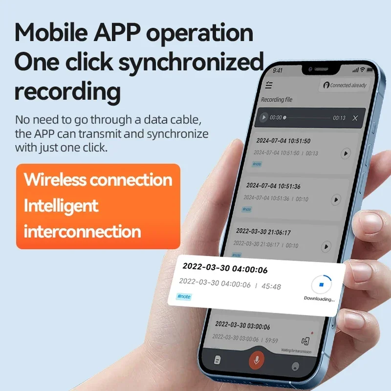 مسجل صوت صغير بالذكاء الاصطناعي لمدة 70 ساعة 8-128 جيجابايت للحد من الضوضاء الرقمية في الوقت الحقيقي ملخص خريطة العقل نسخة الترجمة مسجل التطبيق
