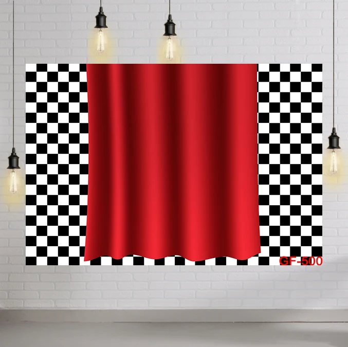 

Birthday Backdrop for Photographic Studio Red Curtain Racing Car Sports Background Photobooth Photocall Props Banner