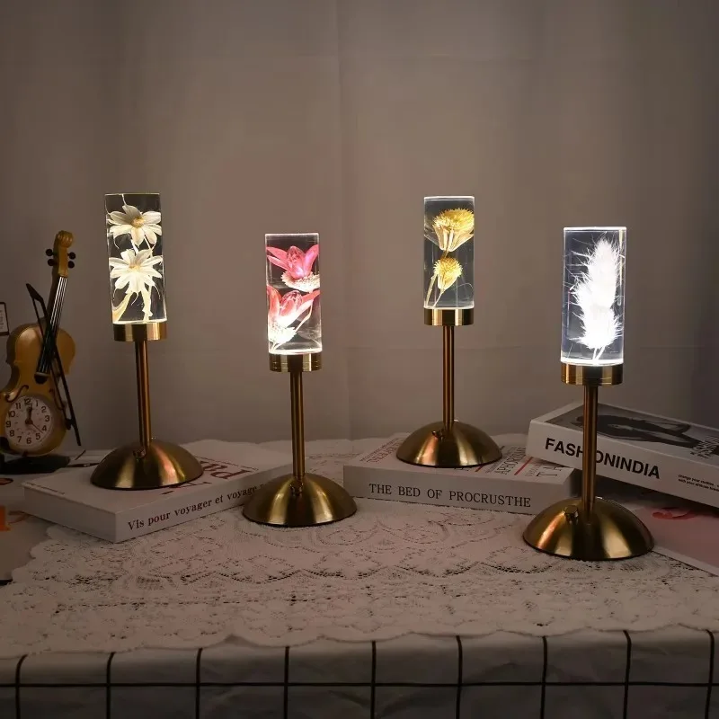 New Eternal Flower Acrylic Desk Lamp LED Creative Night Light Bedroom Bedside Atmosphere Decoration Ornament