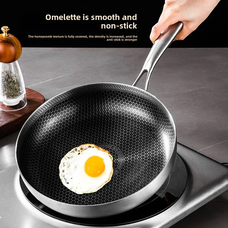 316 stainless steel pan Honeycomb non-stick home steak pan Fried egg fish pan frying pan cookware  wok pan  cast iron cookware