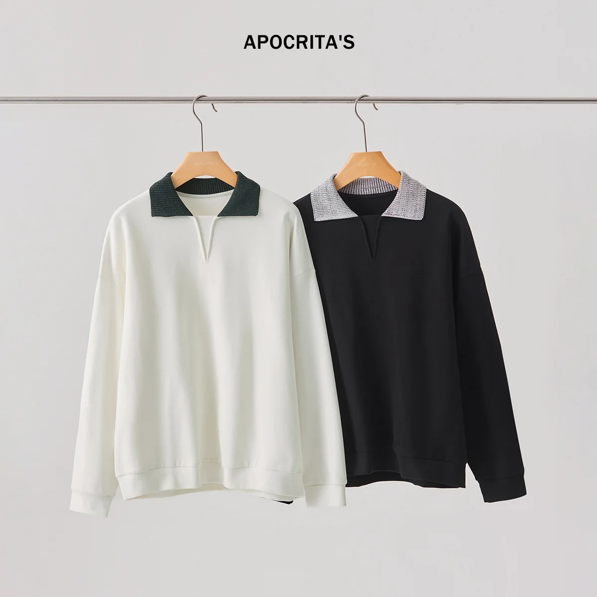 

Loose Long Sve Hoodie Collar Inner Wear T-irt Color Blo Design Comfortable Cotton Men's Sweatirt for Autumn Season
