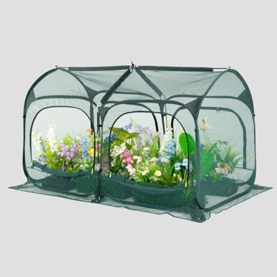 

Poray Large 5.3x2.6FT Plant Netting Cover, Pop up Tunnel Crop Cage Gardening Net, Pest Guard Cover for Vegetables andFruits, Du