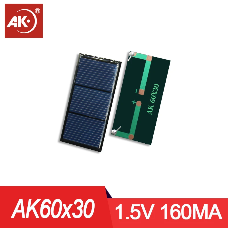 AK MIniSolar Panel 60x30mm 1V 2V 3V 4V 5V Micro solar panel Portable Fast charger Polycrystalline silicon DIY solar cell system