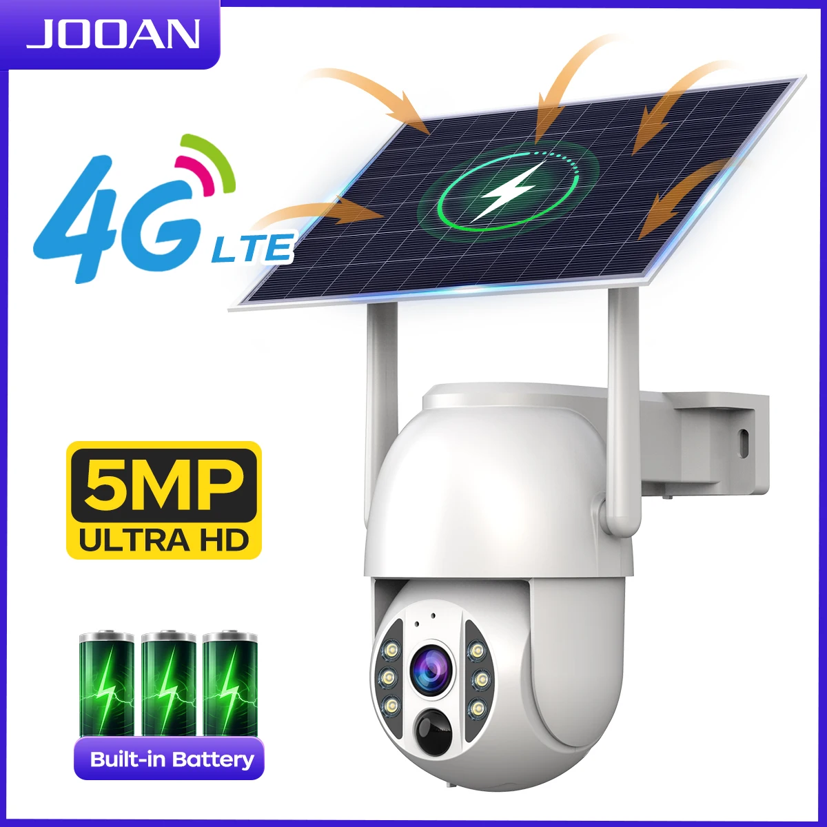 

JOOAN 5MP 4MP 4G Solar Camera Outdoor Wireless Security Solar IP Camera PIR Human Detection Battery CCTV Video Surveillence Cam