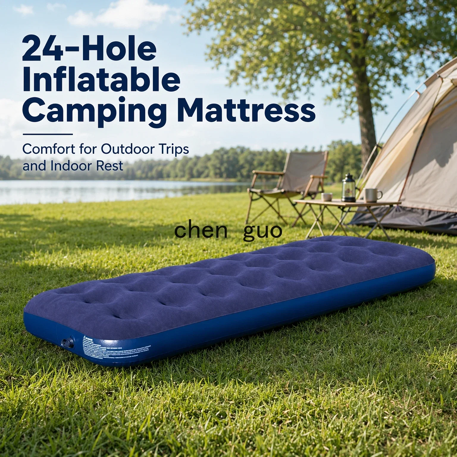 Single 24 Vent Holes Flocking Inflatable Sleeping Pad Ultralight Moisture-proof Compact Storage Air Mattress for Camping Hiking