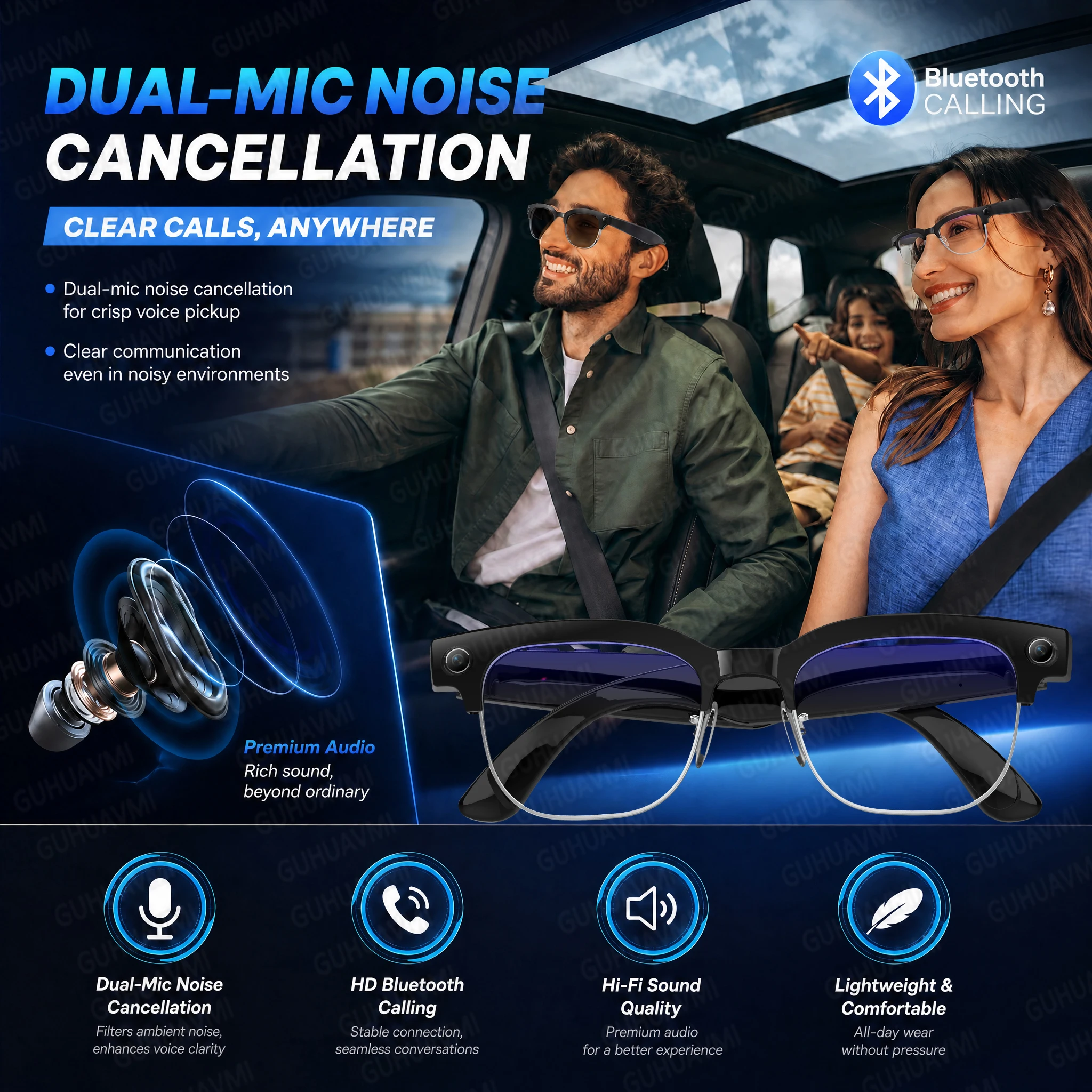2026년형 새로운 4K HD 800W 카메라 스마트 AI 안경 비디오 사진 인식 AI 번역 챗 GPT 핸즈프리 통화 스마트 선글라스 썸네일 6