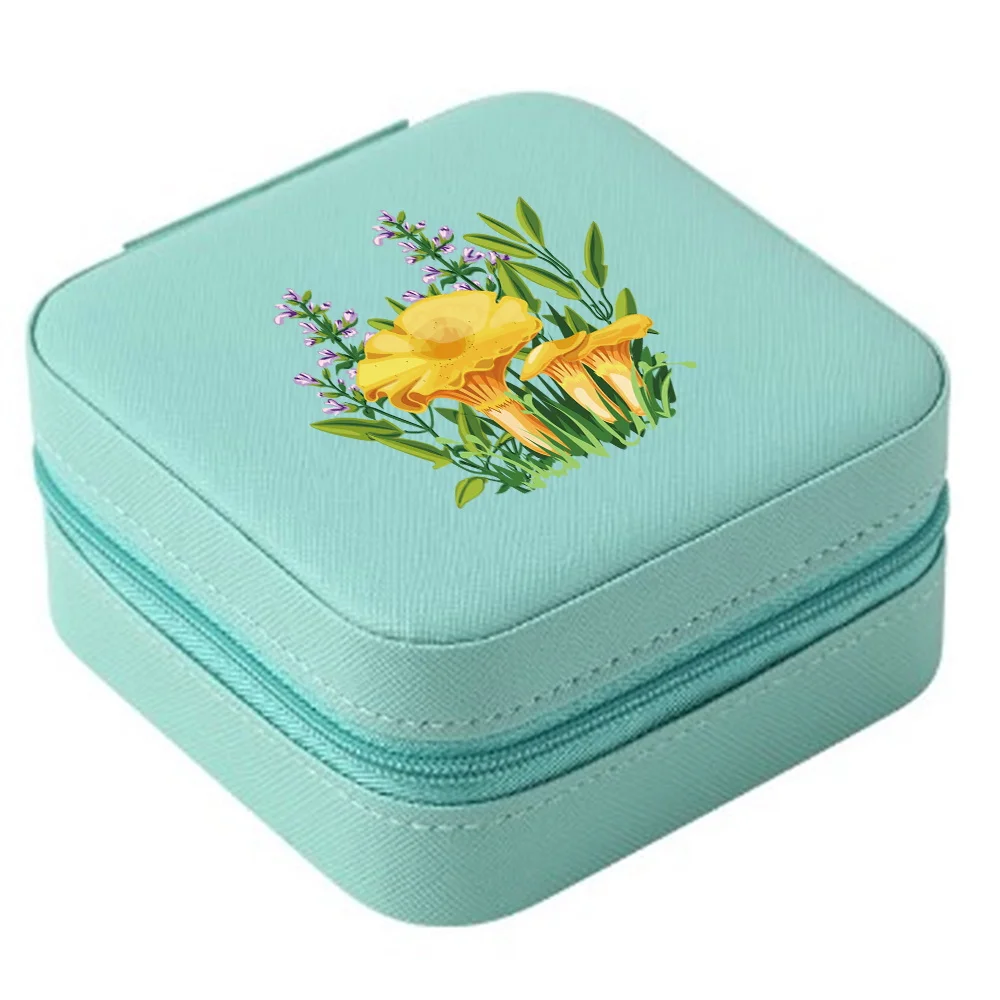 Jewelry Storage Box Mushroom Pattern Travel Storage Organizer Jewelry Case Earrings Necklace Ring Jewelry Organizer Display